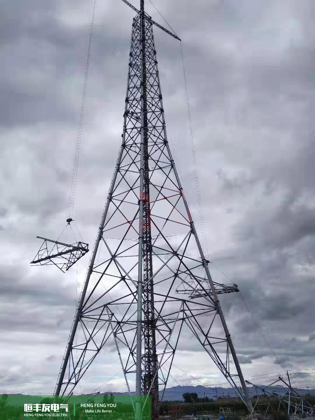 Four-pipe transmission tower